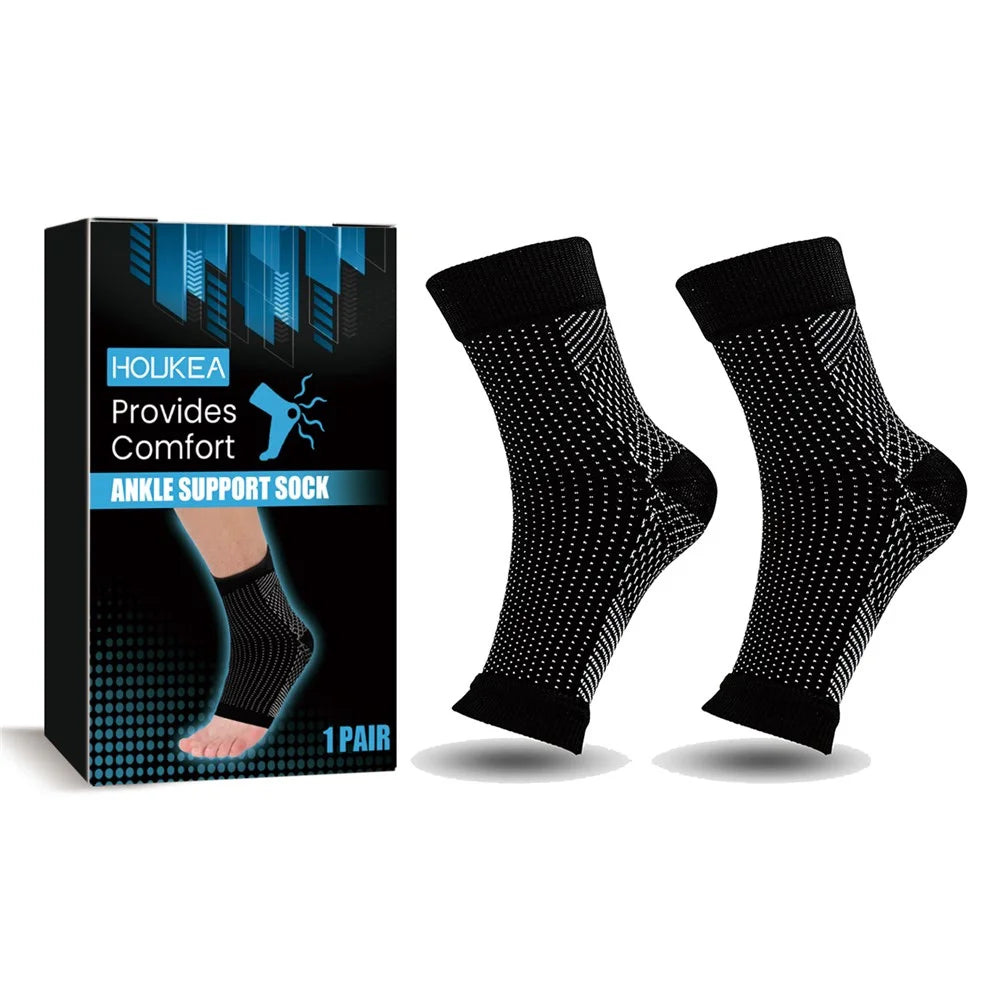 HOUKEA HKA06-A046-1-BK1 1 Pair Plantar Support Socks Outdoor Sports Cycling Fitness Anti-Slip Foot Guard Elastic Socks - 1