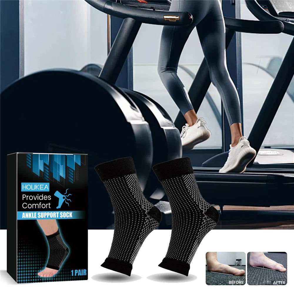 HOUKEA HKA06-A046-1-BK1 1 Pair Plantar Support Socks Outdoor Sports Cycling Fitness Anti-Slip Foot Guard Elastic Socks - 2