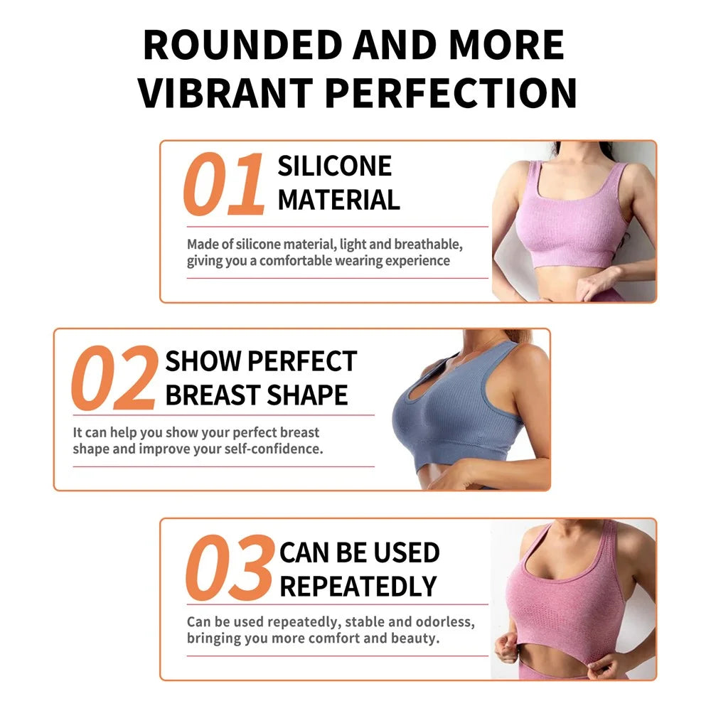 HOUKEA HKC09-A001-1-OG1 1 Pair Sponge+Silicone Self-Adhesive Breast Pads Breast Enlargement Shaping Chest Pads - 7
