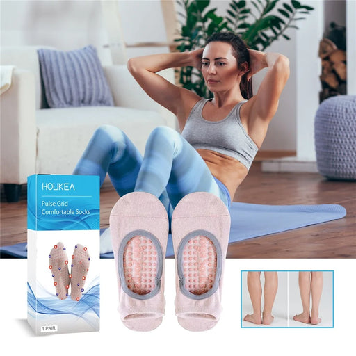 HOUKEA HKB05-A008-1-BU1 1 Pair Yoga Socks Foot Massage Elastic Breathable Non-Slip Fitness Sports Socks - 2