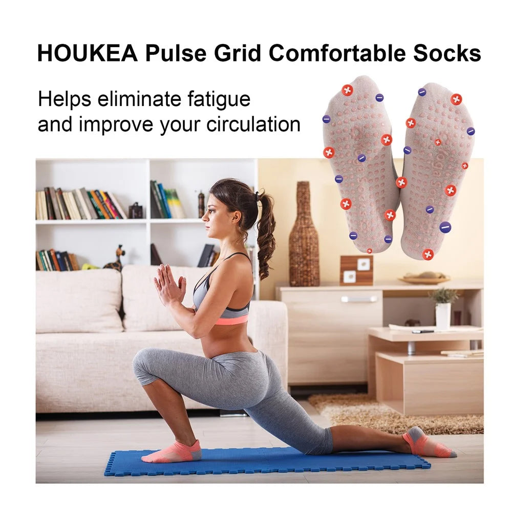 HOUKEA HKB05-A008-1-BU1 1 Pair Yoga Socks Foot Massage Elastic Breathable Non-Slip Fitness Sports Socks - 4