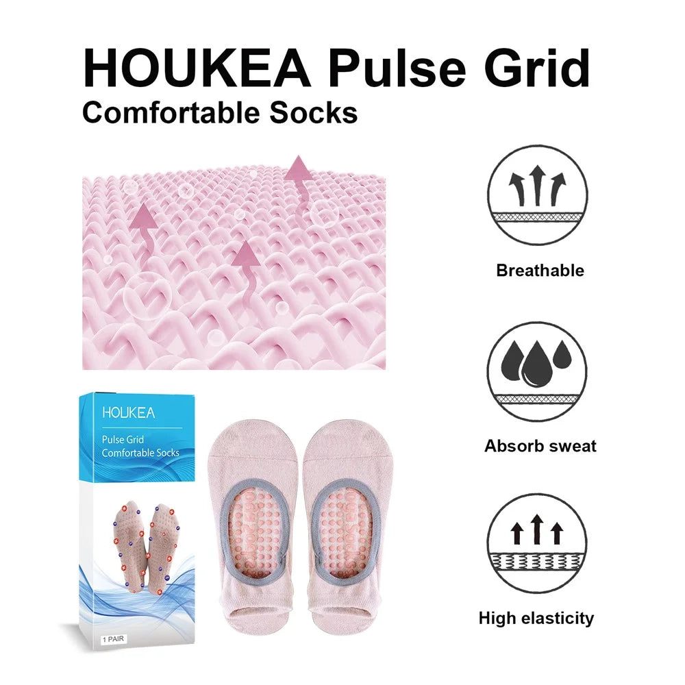 HOUKEA HKB05-A008-1-BU1 1 Pair Yoga Socks Foot Massage Elastic Breathable Non-Slip Fitness Sports Socks - 6