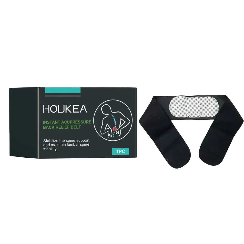 HOUKEA HKB07-A002-1-BK1 Instant Acupressure Back Care Belt Pain Relieve Magnetic Stone Waist Band - 1