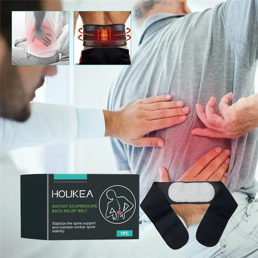 HOUKEA HKB07-A002-1-BK1 Instant Acupressure Back Care Belt Pain Relieve Magnetic Stone Waist Band - 2