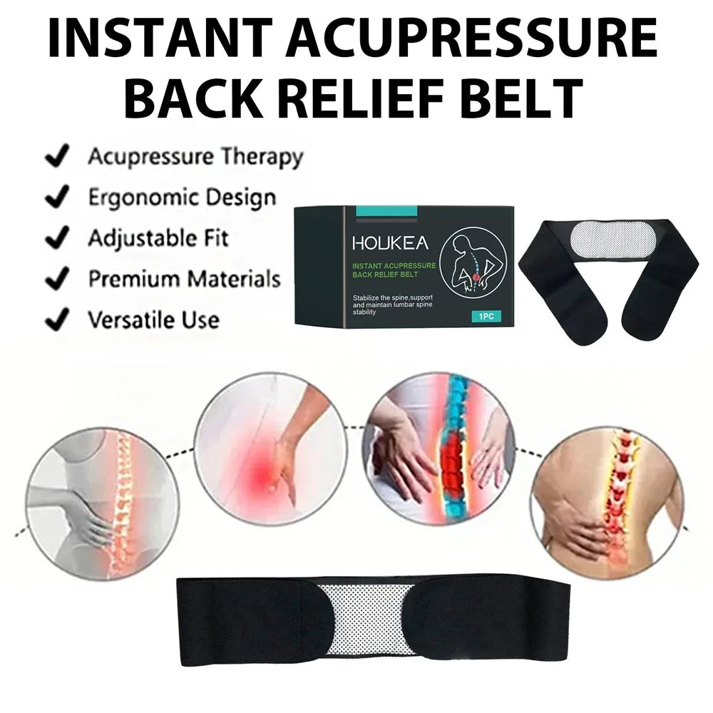 HOUKEA HKB07-A002-1-BK1 Instant Acupressure Back Care Belt Pain Relieve Magnetic Stone Waist Band - 5