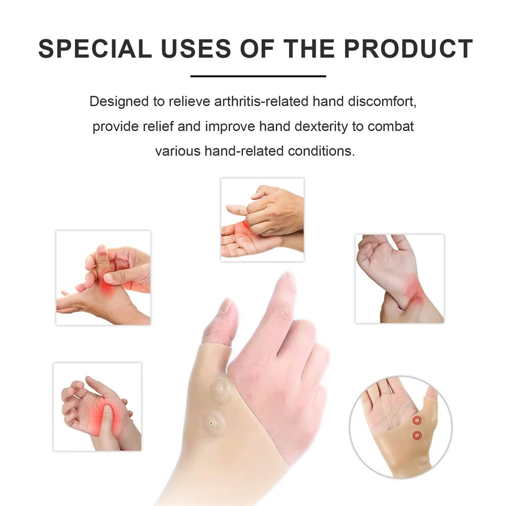 HOUKEA HKB05-A012-1-BU1 1Pc Silicone Hand Care Glove Magnetic Therapy Wrist Pain Relieve Joint Care Glove - 6