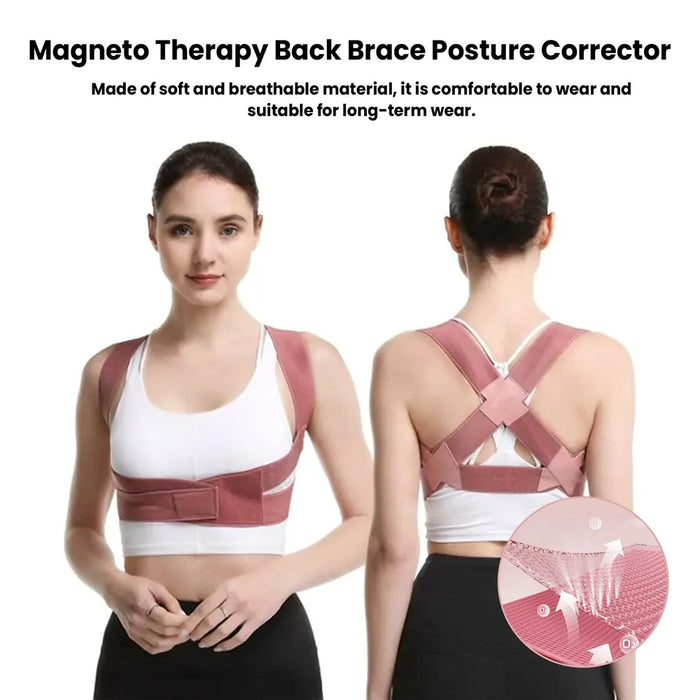 HOUKEA HKB08-A001-1-WH1 Back Support Posture Corrector Magnetic Adult Hunchback Correction Belt - 5