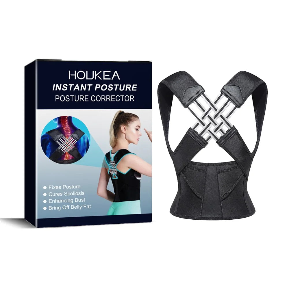 HOUKEA HKB04-A001-1-BU1 Back Support Posture Corrector Adjustable Kids Adult Hunchback Correction Belt - 1