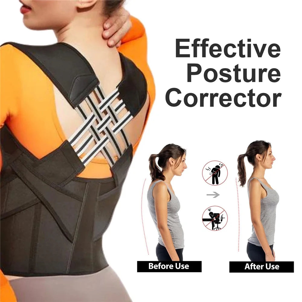 HOUKEA HKB04-A001-1-BU1 Back Support Posture Corrector Adjustable Kids Adult Hunchback Correction Belt - 3