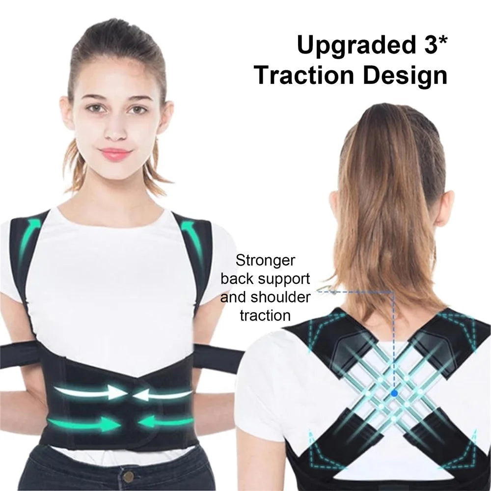 HOUKEA HKB04-A001-1-BU1 Back Support Posture Corrector Adjustable Kids Adult Hunchback Correction Belt - 4