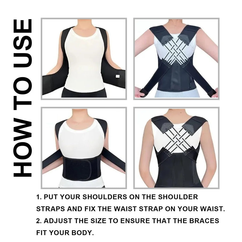 HOUKEA HKB04-A001-1-BU1 Back Support Posture Corrector Adjustable Kids Adult Hunchback Correction Belt - 6