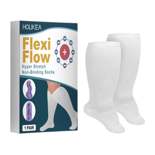 HOUKEA HKB05-A017-1-WH1 1 Pair Super Elastic Breathable Socks Relieve Leg Swelling Varicose Veins Care Socks - 1