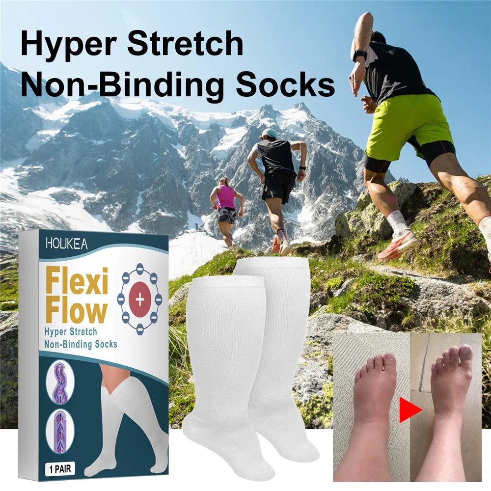 HOUKEA HKB05-A017-1-WH1 1 Pair Super Elastic Breathable Socks Relieve Leg Swelling Varicose Veins Care Socks - 2