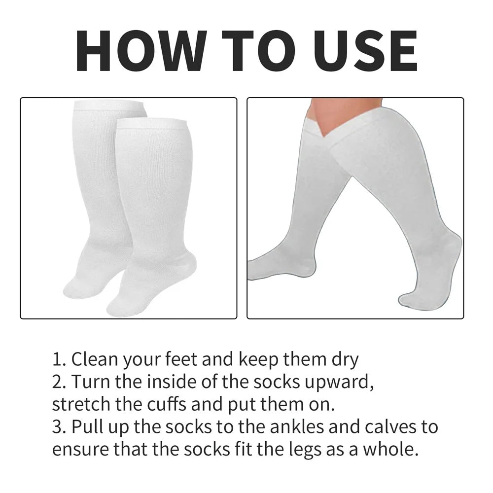 HOUKEA HKB05-A017-1-WH1 1 Pair Super Elastic Breathable Socks Relieve Leg Swelling Varicose Veins Care Socks - 6