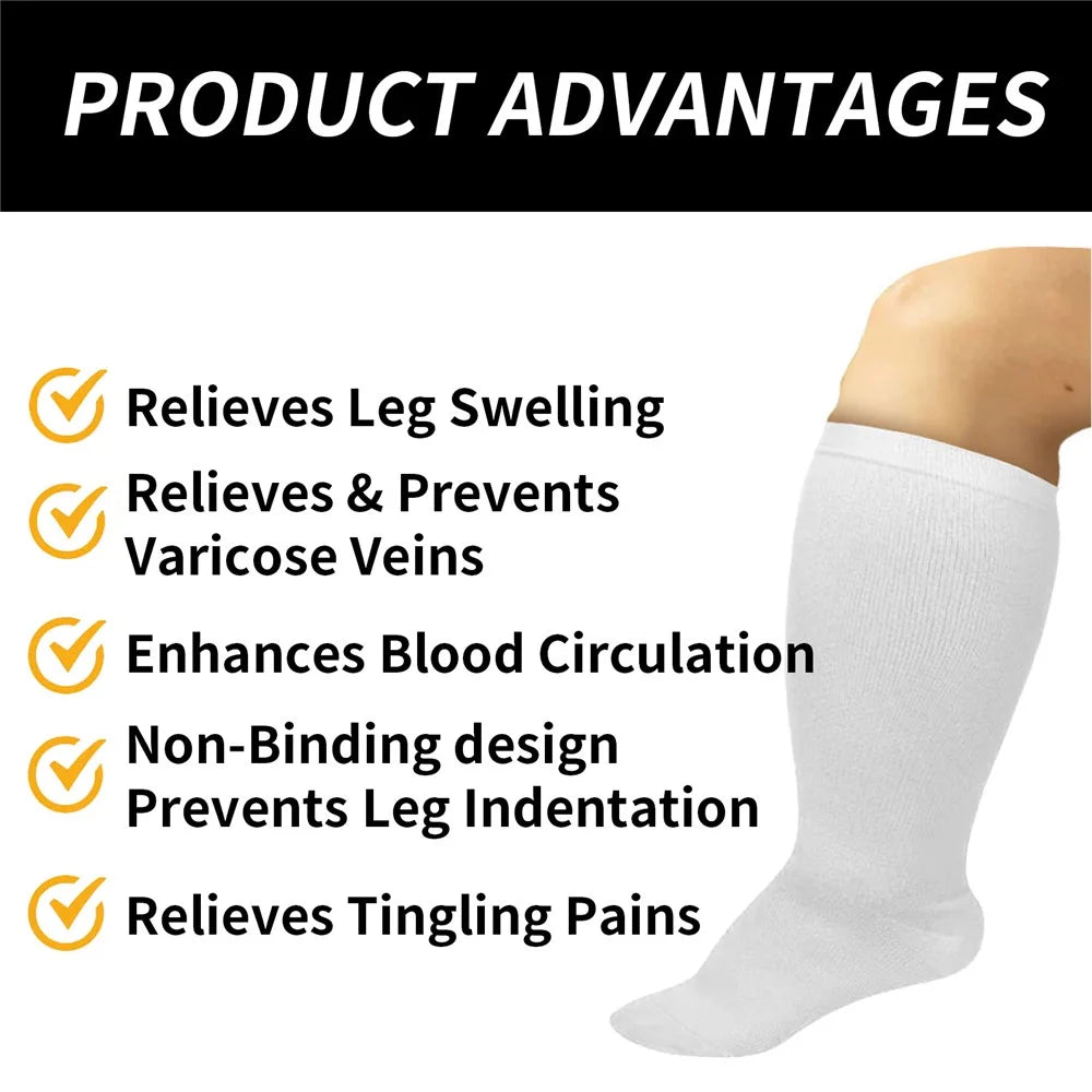 HOUKEA HKB05-A017-1-WH1 1 Pair Super Elastic Breathable Socks Relieve Leg Swelling Varicose Veins Care Socks - 7