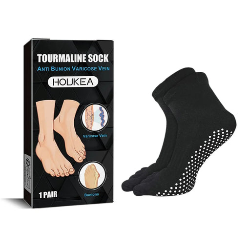 HOUKEA HKB05-A018-1-BK1 1 Pair Anti Bunion and Varicose Vein Non-Slip Tourmaline Socks - 1