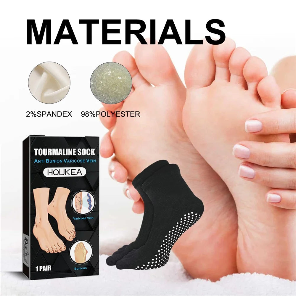 HOUKEA HKB05-A018-1-BK1 1 Pair Anti Bunion and Varicose Vein Non-Slip Tourmaline Socks - 2