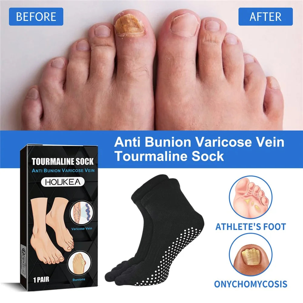 HOUKEA HKB05-A018-1-BK1 1 Pair Anti Bunion and Varicose Vein Non-Slip Tourmaline Socks - 4