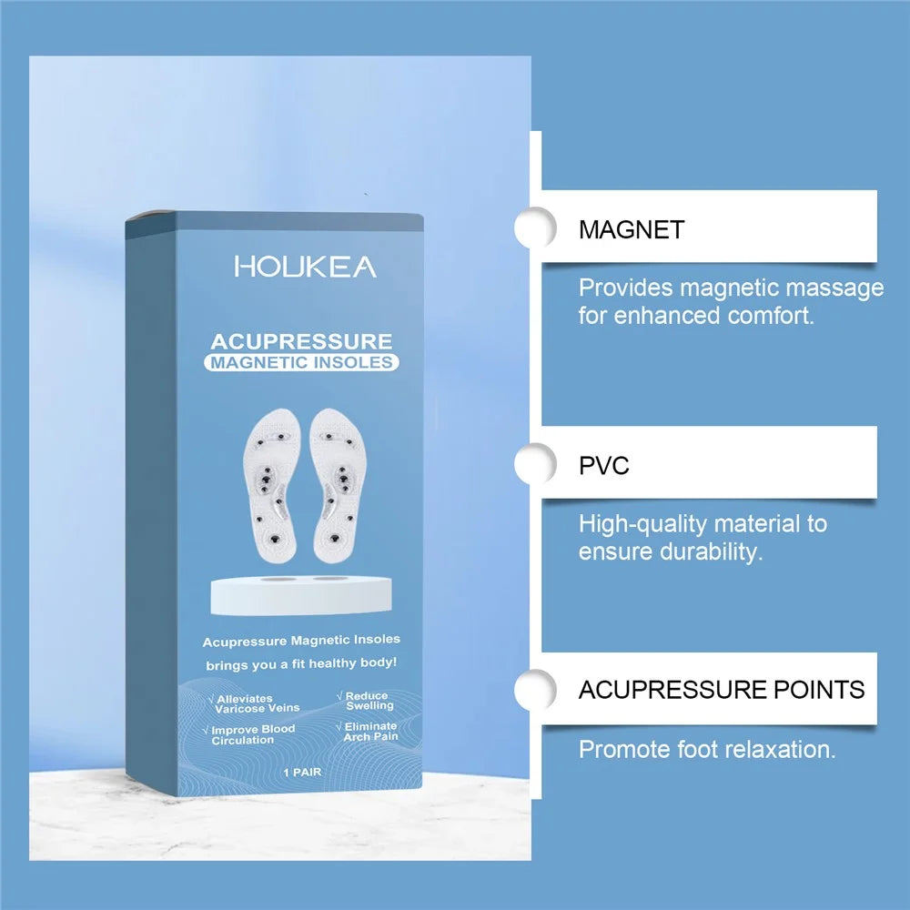 HOUKEA HK-J01-0101-01 1 Pair Foot Acupressure Insoles PVC+Magnetic Stone Foot Care Massage Insoles - 5