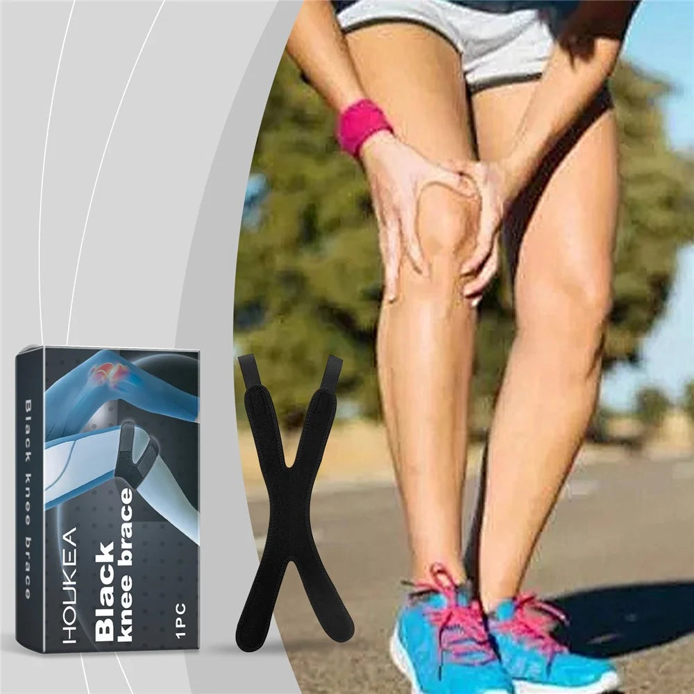HOUKEA J01-0106-01 1Pc X Shape Knee Wrap Therapy Recovery Support Brace for Outdoor Sports - 2