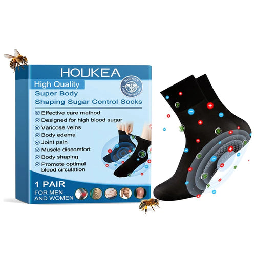 HOUKEA HK-B07-0062-01 Body Shaping Sugar Control Socks Breathable Health Care Socks for Men Women - 1