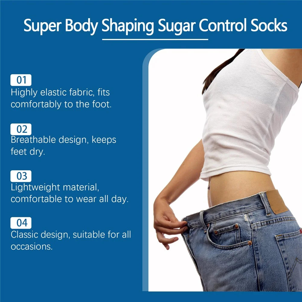 HOUKEA HK-B07-0062-01 Body Shaping Sugar Control Socks Breathable Health Care Socks for Men Women - 3