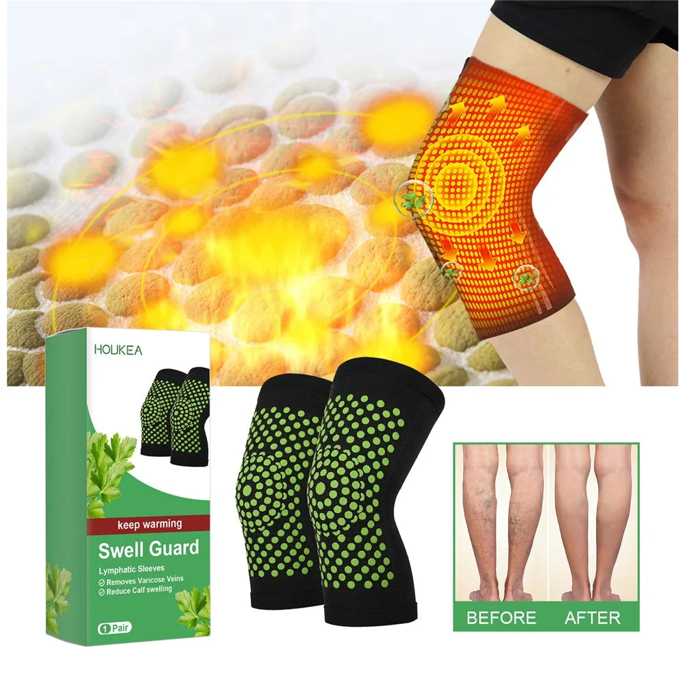 HOUKEA HKB05-A010-1-GN1 Self-Heating Lymphatic Knee Sleeves Swell Guard Knee Bandage - 2