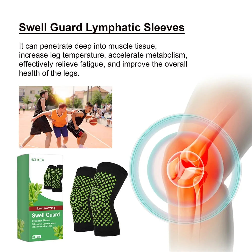 HOUKEA HKB05-A010-1-GN1 Self-Heating Lymphatic Knee Sleeves Swell Guard Knee Bandage - 6