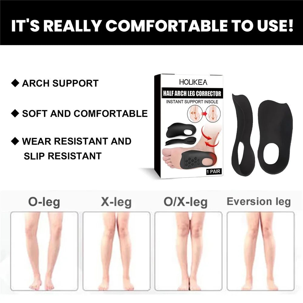HOUKEA HKA06-A027-1-WH1 1 Pair Arch Support Half Insoles Flat Feet O-Shaped Legs Correction Insoles - 3