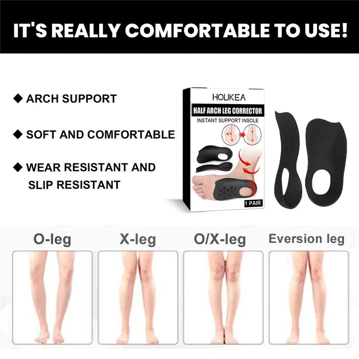 HOUKEA HKA06-A027-1-WH1 1 Pair Arch Support Half Insoles Flat Feet O-Shaped Legs Correction Insoles - 3