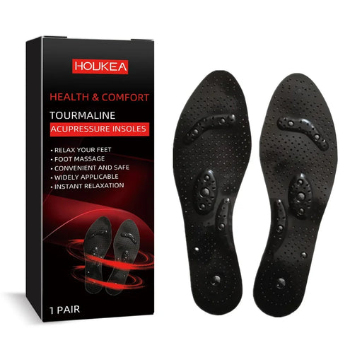 HOUKEA HKA06-A045-1-BK1 1 Pair Tourmaline Acupressure Insoles Foot Massage Relaxation Insoles - 1