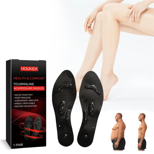 HOUKEA HKA06-A045-1-BK1 1 Pair Tourmaline Acupressure Insoles Foot Massage Relaxation Insoles - 2