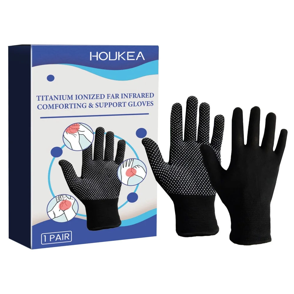 HOUKEA HKA06-A036-1-WH1 1 Pair Stiffness Pain Relief Gloves Touch Control Full Finger Hand Care Gloves - 1