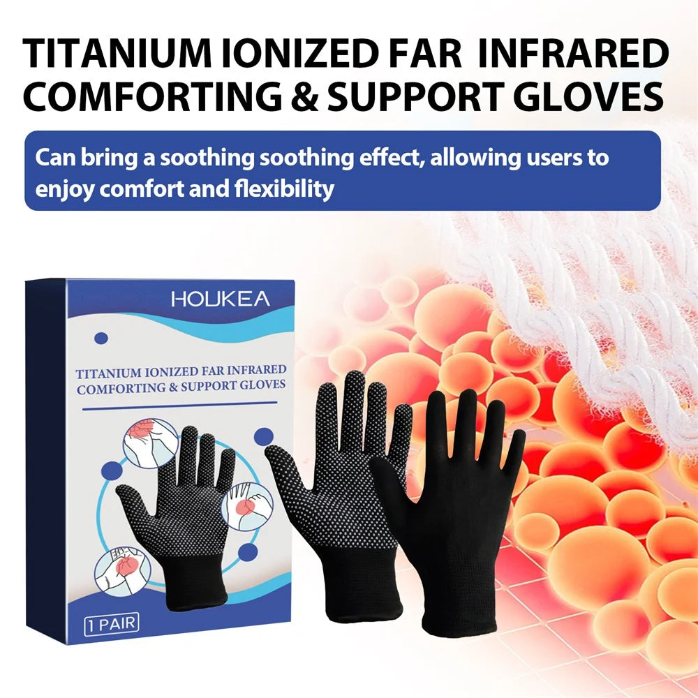 HOUKEA HKA06-A036-1-WH1 1 Pair Stiffness Pain Relief Gloves Touch Control Full Finger Hand Care Gloves - 3