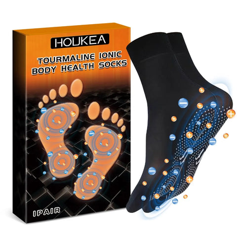 HOUKEA HKA06-A035-1-BK1 1 Pair Tourmaline Ionic Massage Socks Winter Warm Foot Care Massage Socks - 1