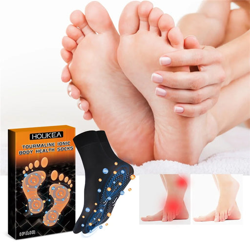 HOUKEA HKA06-A035-1-BK1 1 Pair Tourmaline Ionic Massage Socks Winter Warm Foot Care Massage Socks - 2