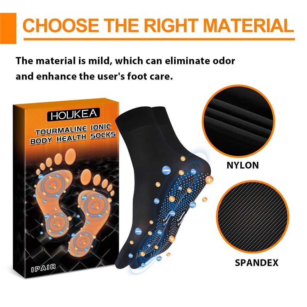 HOUKEA HKA06-A035-1-BK1 1 Pair Tourmaline Ionic Massage Socks Winter Warm Foot Care Massage Socks - 3
