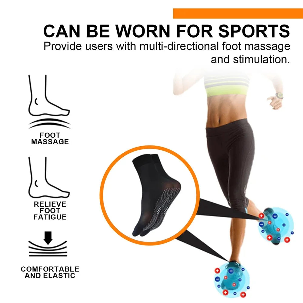 HOUKEA HKA06-A035-1-BK1 1 Pair Tourmaline Ionic Massage Socks Winter Warm Foot Care Massage Socks - 4