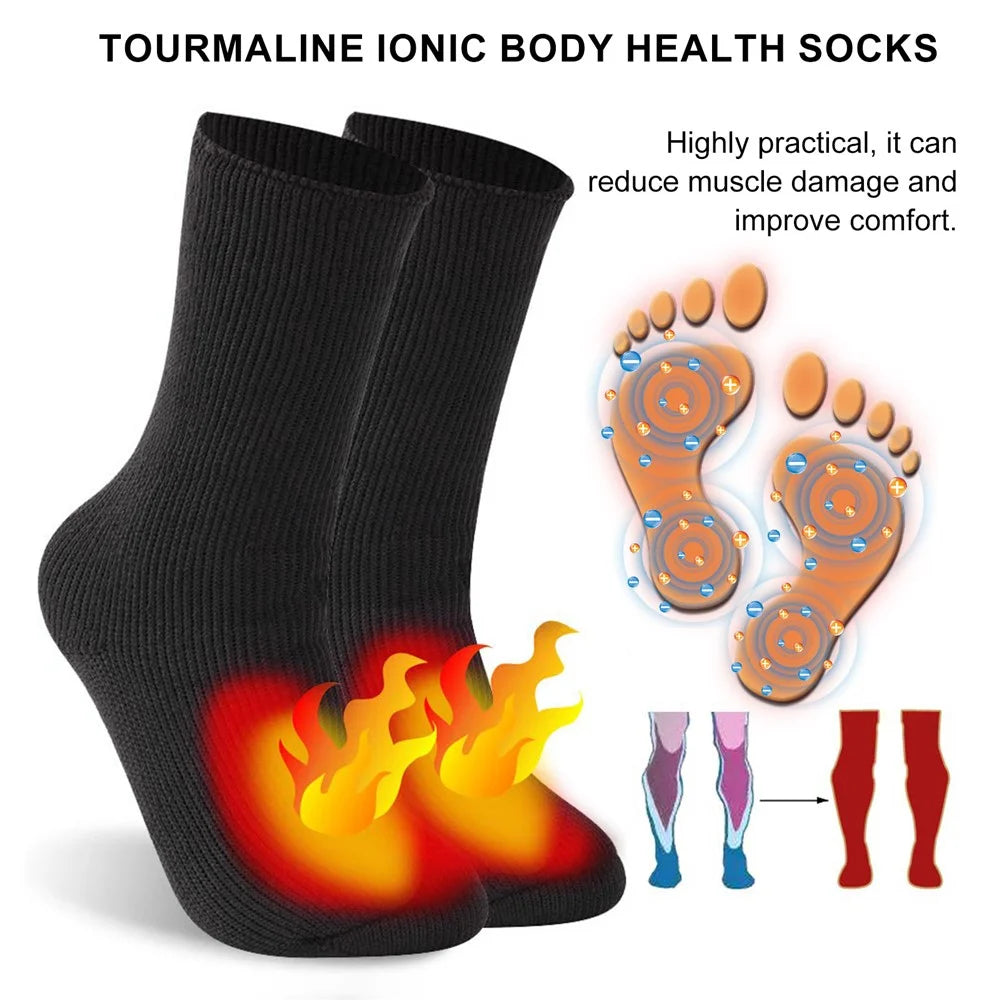 HOUKEA HKA06-A035-1-BK1 1 Pair Tourmaline Ionic Massage Socks Winter Warm Foot Care Massage Socks - 5