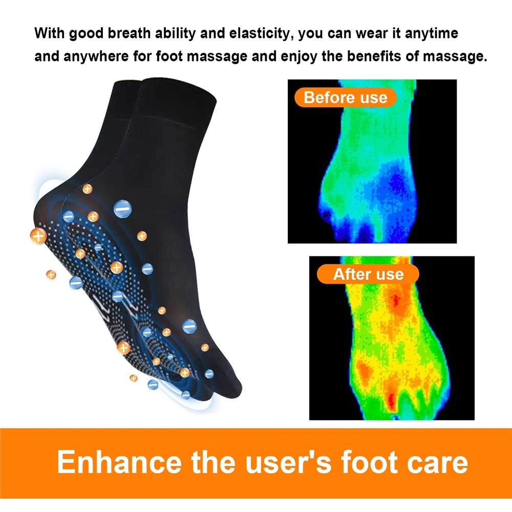 HOUKEA HKA06-A035-1-BK1 1 Pair Tourmaline Ionic Massage Socks Winter Warm Foot Care Massage Socks - 7