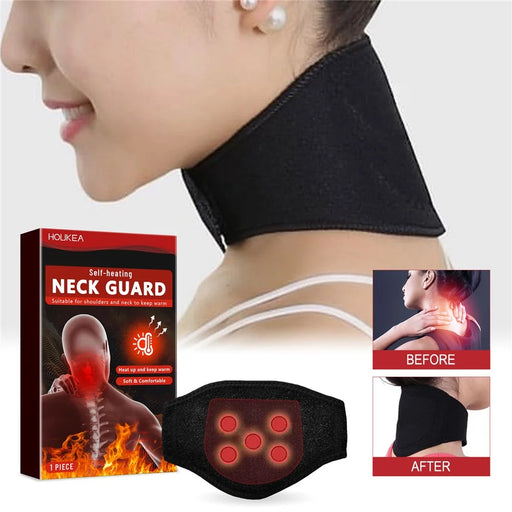 HOUKEA HKA06-A030-1-RD1 Carbon Fiber Self-Heating Neck Guard Pain Relieve Hot Compress Warm Neck Band - 2