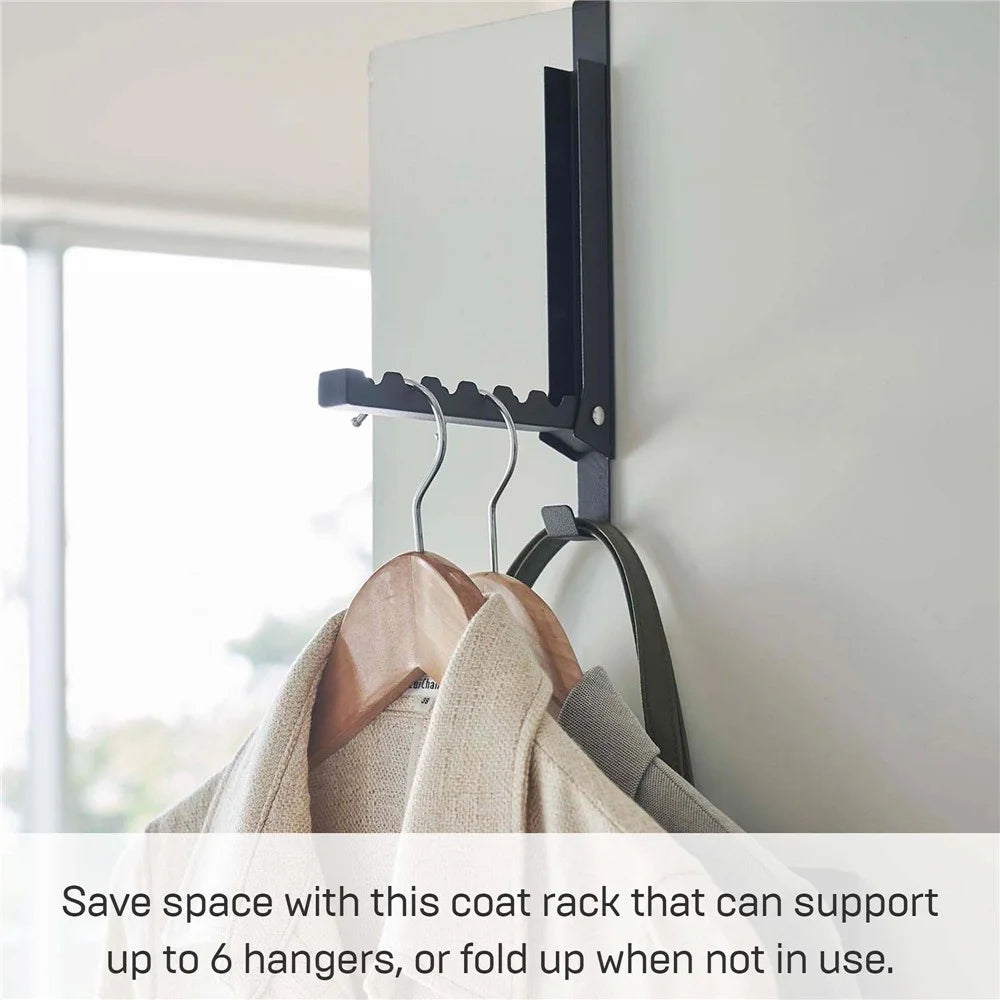 Extender Over The Door Drying Rack 6 Hangers Laundry Hanging Clothes Rack Over Door Hooks Organizer - Black - 2