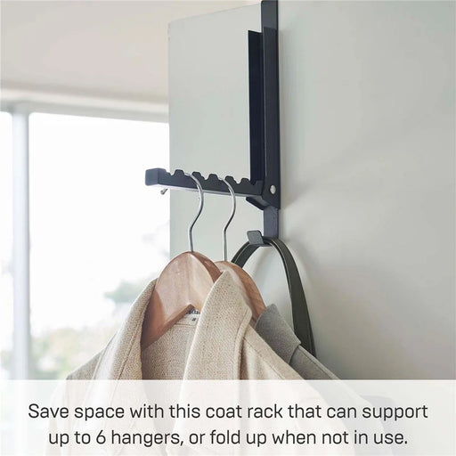 Extender Over The Door Drying Rack 6 Hangers Laundry Hanging Clothes Rack Over Door Hooks Organizer - Black - 2