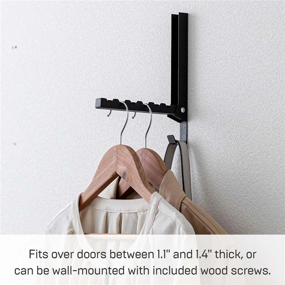 Extender Over The Door Drying Rack 6 Hangers Laundry Hanging Clothes Rack Over Door Hooks Organizer - Black - 6