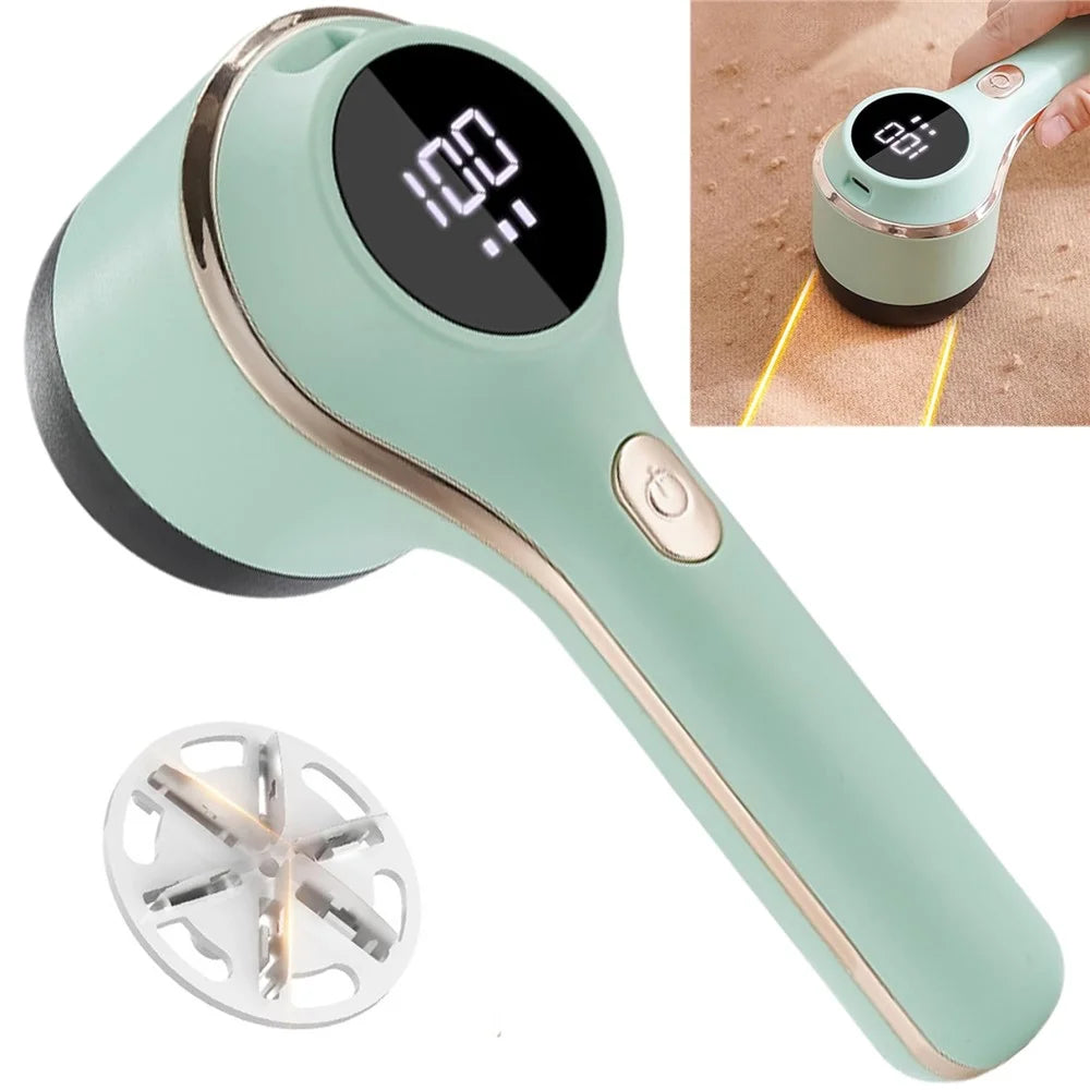 Type-C 400mAh Rechargeable Digital Display Hair Ball Trimmer Shaver Hair Remover - Green - 7