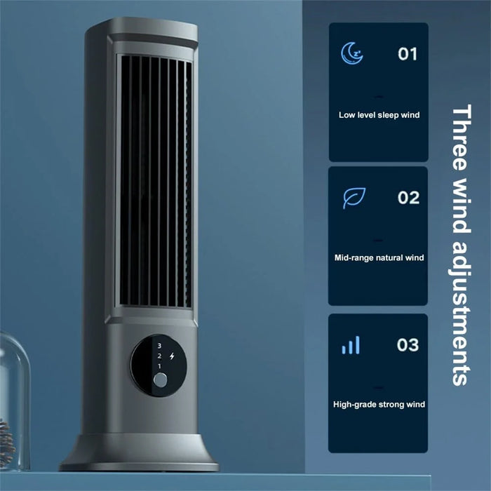 Tower Fan Bladeless Oscillating Cooler Rechargeable Air Circulator Fan with 3 Modes for Room Home Office - 4
