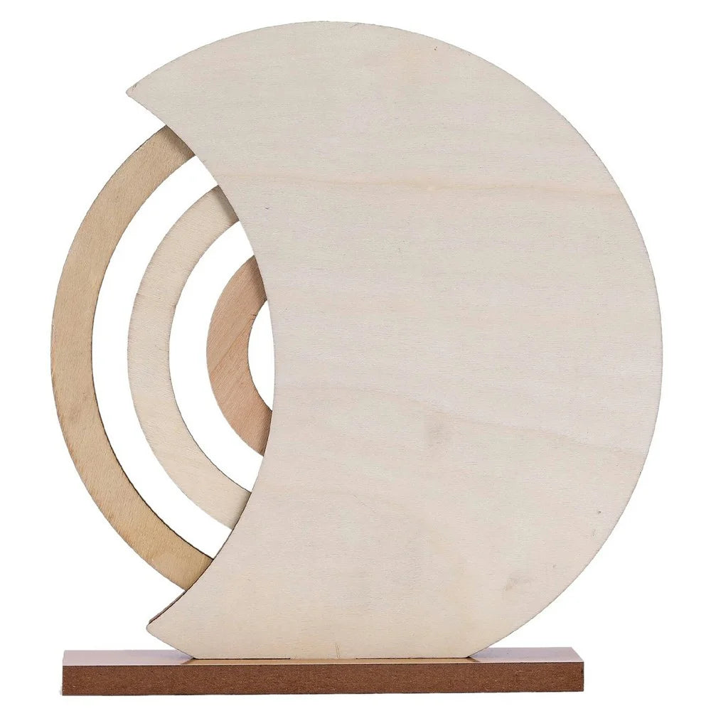 Wooden Creative Calendar Perpetual Calendar Home Office Ornament Manual Rotating Desk Calendar - Moon - 2