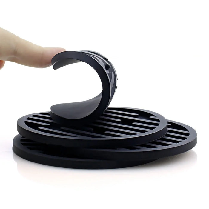 6Pcs Silicone Coasters Set with Holder Non-Slip Tabletop Protection for Kinds Cups, Hot or Cold - Black - 7