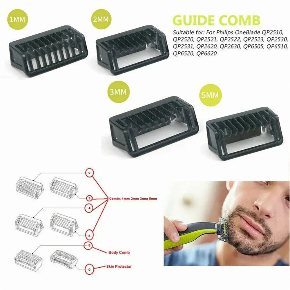 For Philips One Blade Series Electric Shaver Blade Guide Comb Set - 1mm+2mm+3mm+5mm Comb - 6