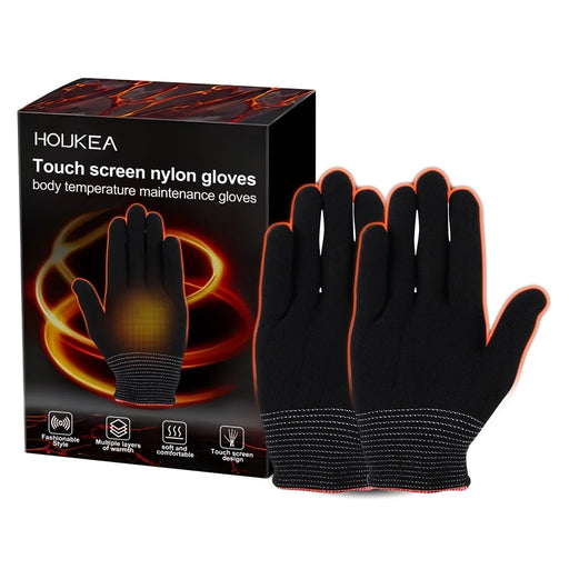 HOUKEA HKA06-A021-2-BK2 1 Pair Nylon Gloves Winter Outdoor Sports Skiing Touch Screen Hand Warm Gloves - 1